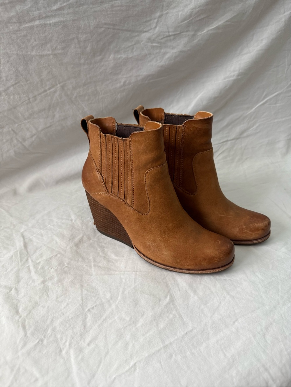 Kork-Ease Tan Suede Wedge Ankle Booties